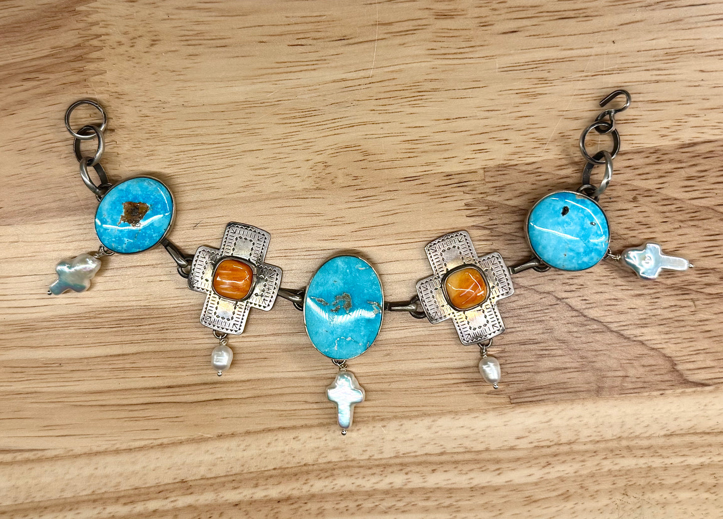 Pillar and Pearls Link Bracelet