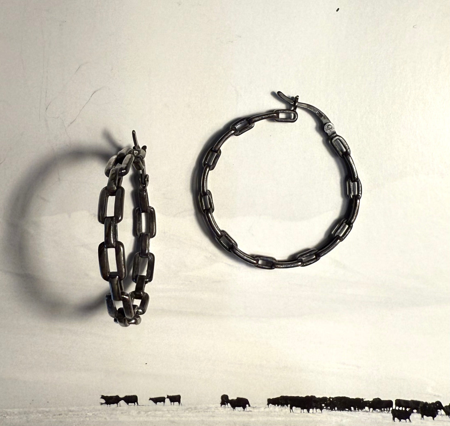 Sterling Silver Chain Link Hoops