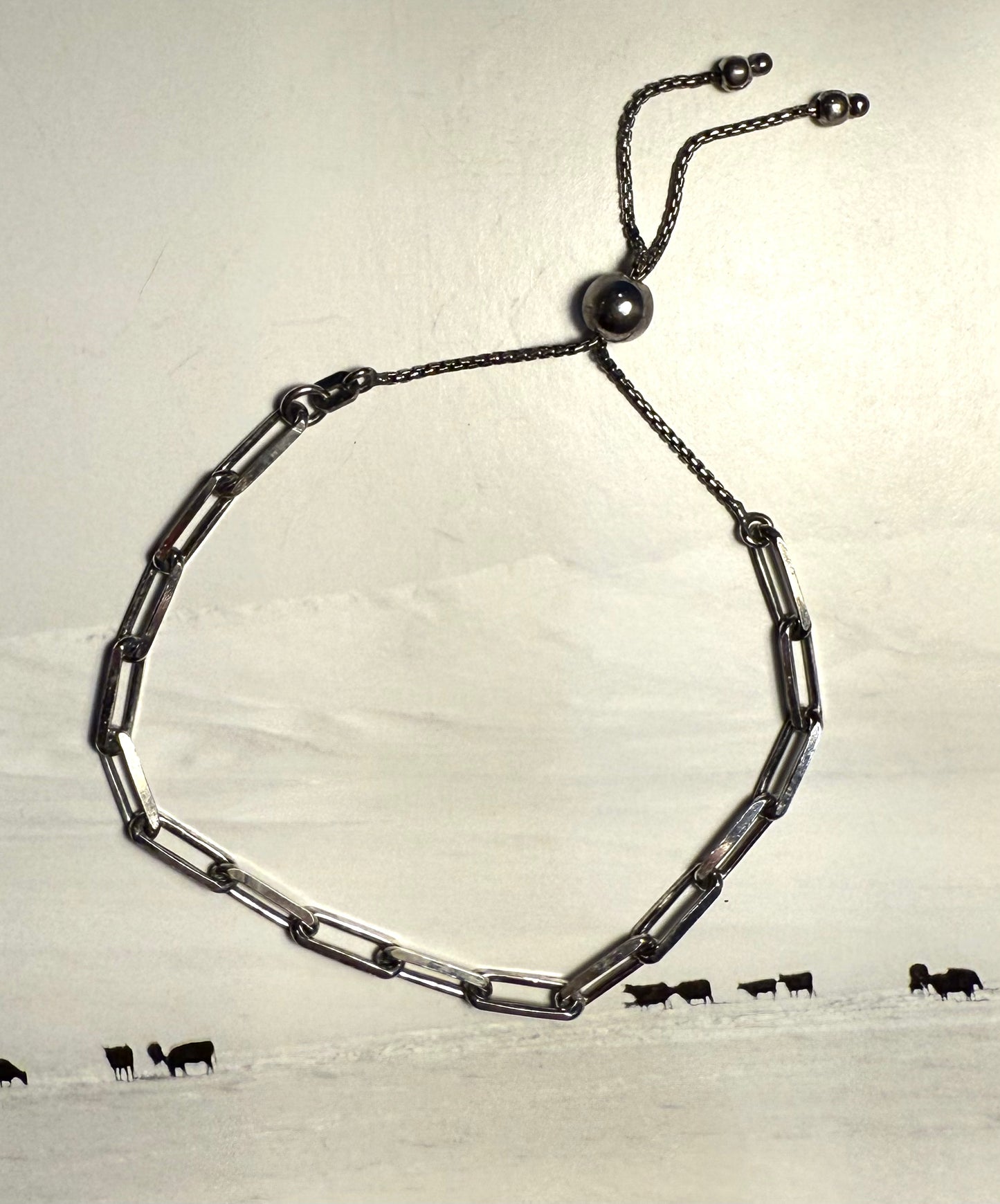 Sterling Silver Drawn Cabel Chain Bracelet