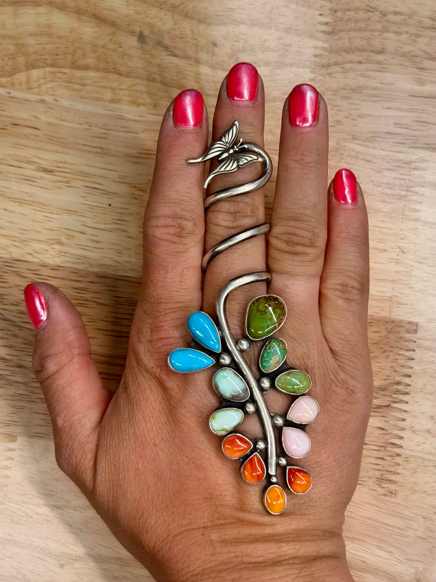 The Rainbow Larkspur Spiral Ring