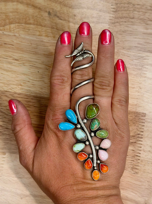 The Rainbow Larkspur Spiral Ring