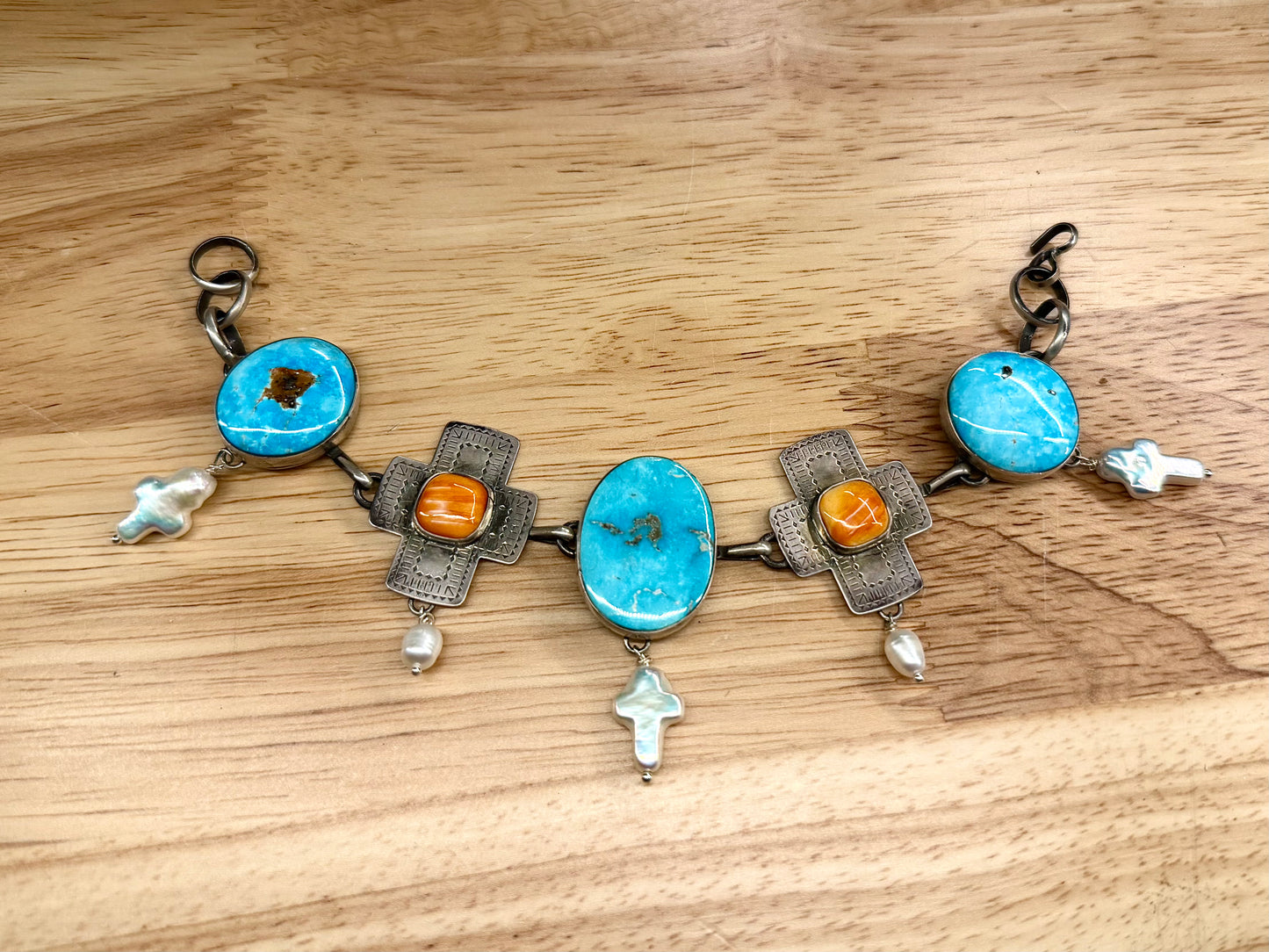 Pillar and Pearls Link Bracelet