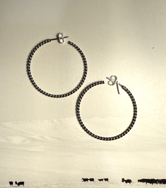Sterling Silver Rope Wire Hoops
