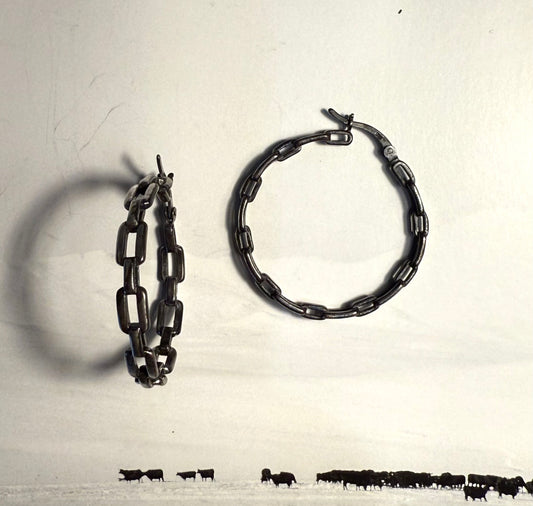 Sterling Silver Chain Link Hoops