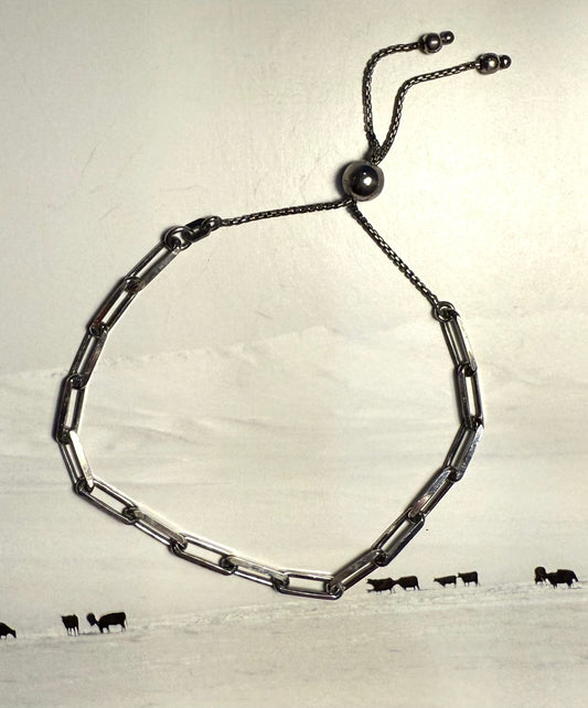 Sterling Silver Drawn Cabel Chain Bracelet