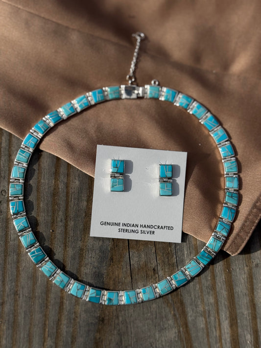 Edward Lee Handmade Inlay Necklace and Earring set